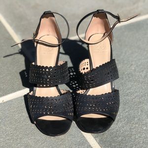 Tory Burch Black Leather Wedge